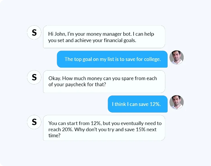 Personal banker for financial advice